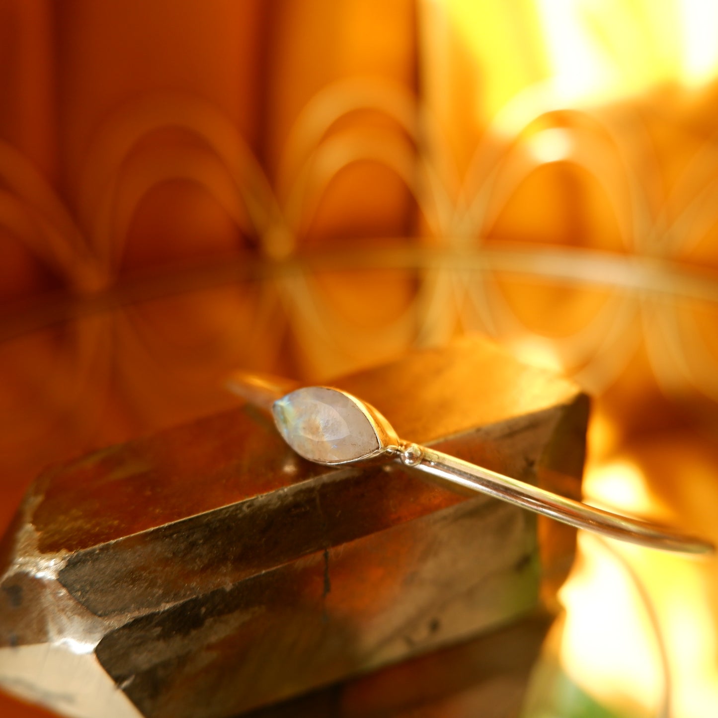 Sherry - Moonstone Silver Bangle