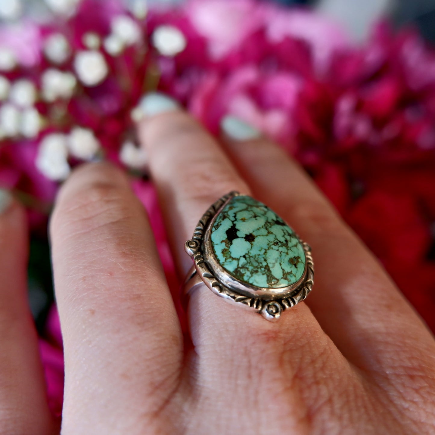 Turquoise Dappled Pear Ring