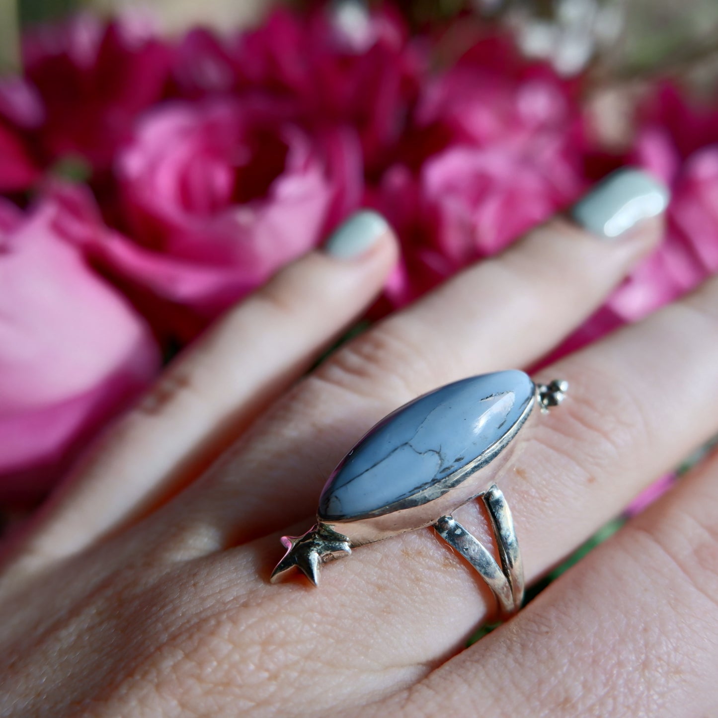 Blue Opal Star Ring
