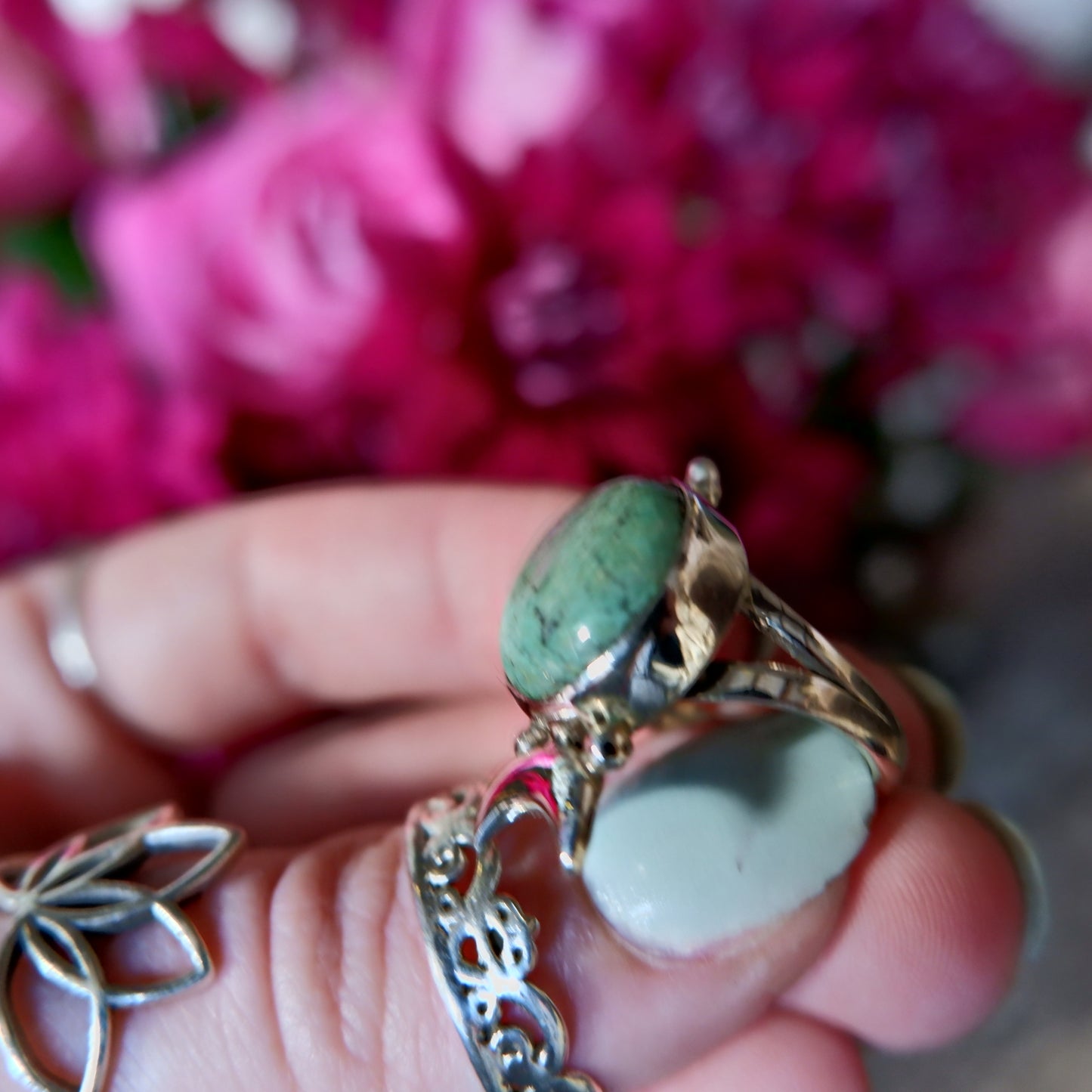 Turquoise Round Moon Ring