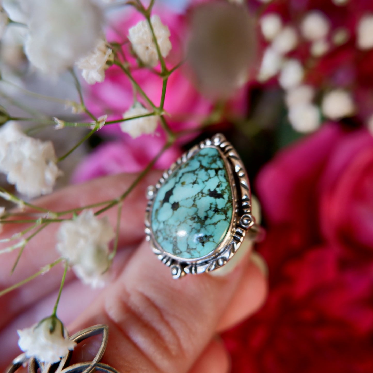 Turquoise Dappled Pear Ring