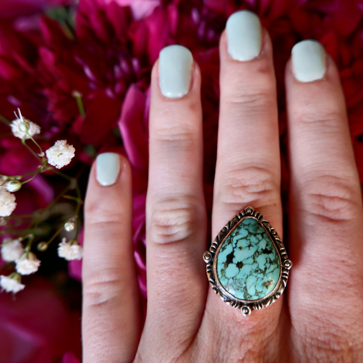 Turquoise Dappled Pear Ring