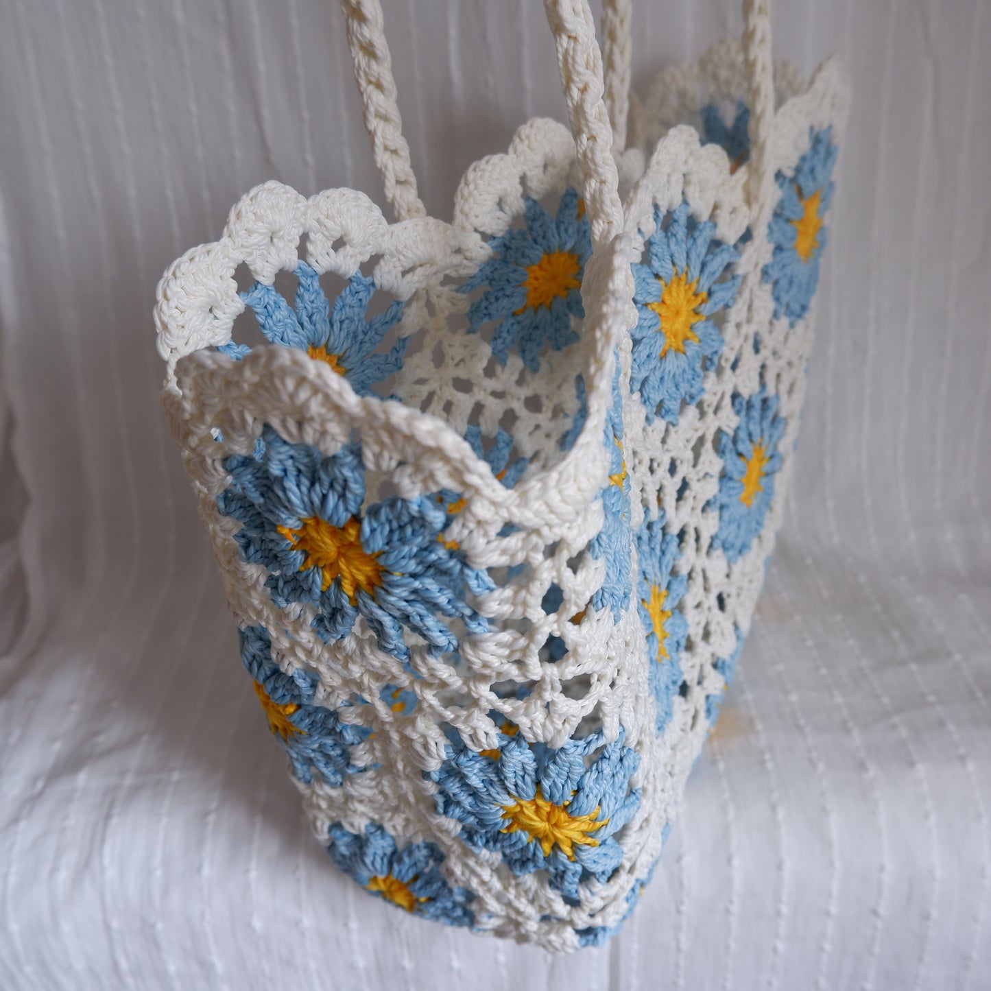 Floral Crochet Bag Blue Flowers