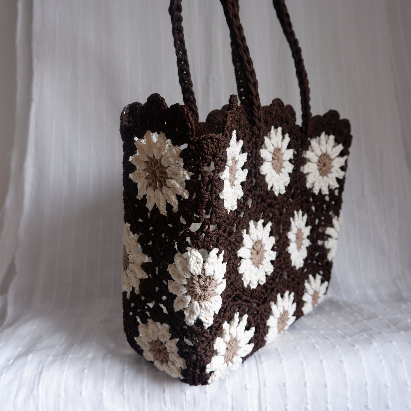Floral Crochet Bag Dark Coco