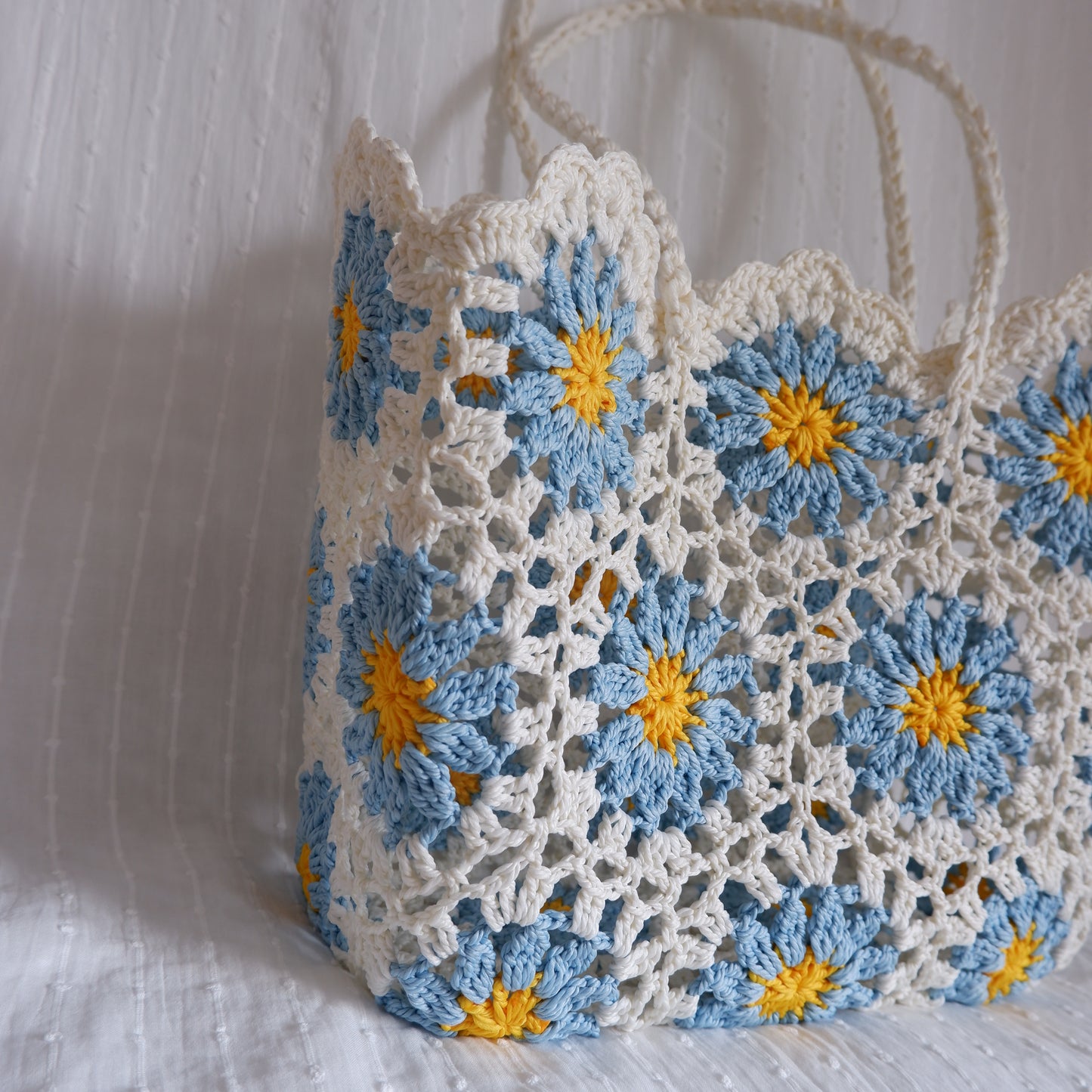 Floral Crochet Bag Blue Flowers