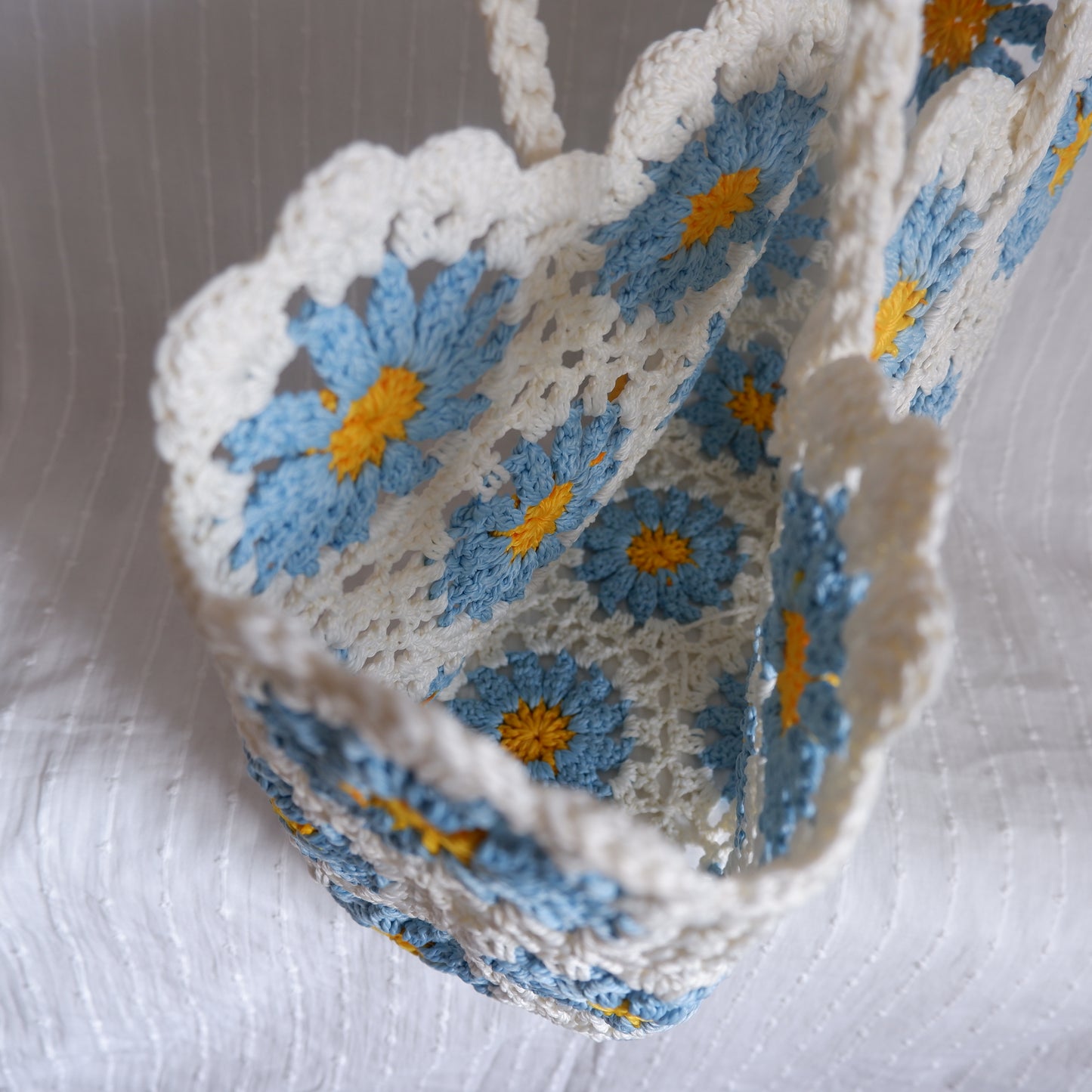 Floral Crochet Bag Blue Flowers