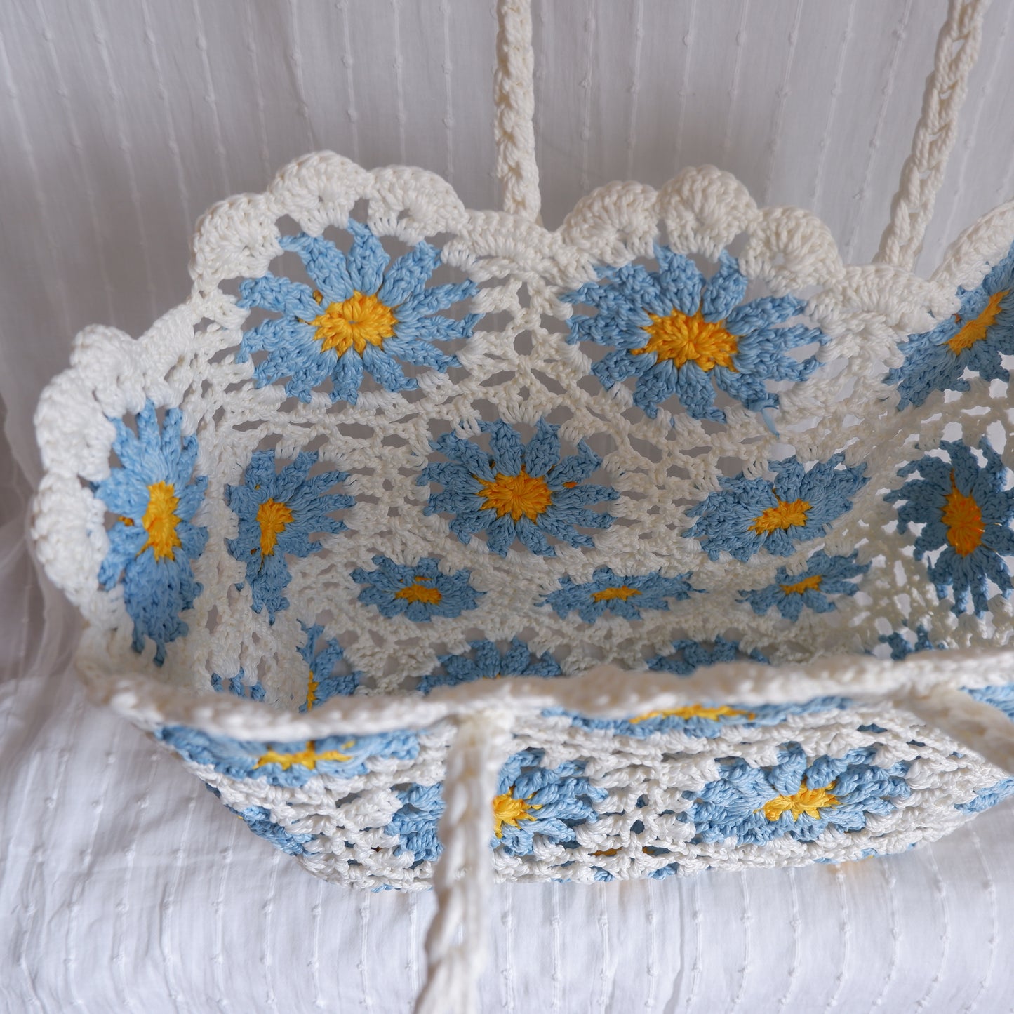 Floral Crochet Bag Blue Flowers