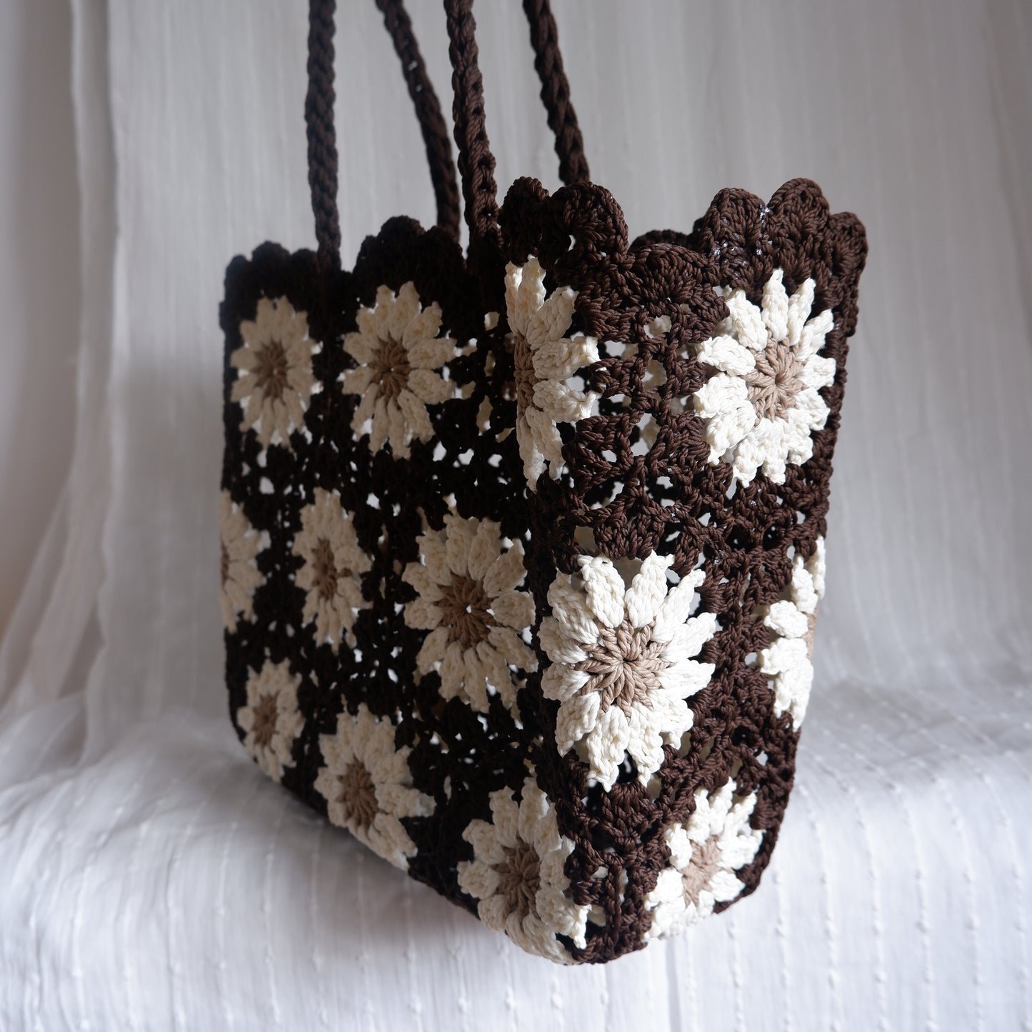 Floral Crochet Bag Dark Coco