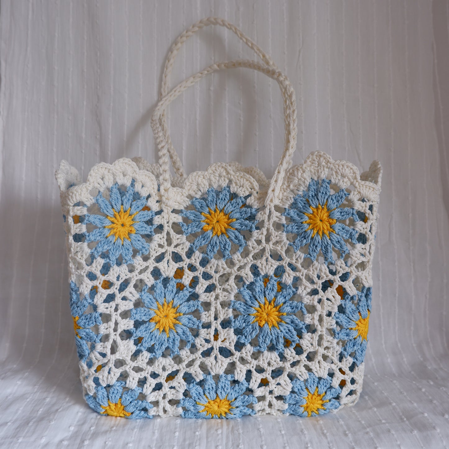 Floral Crochet Bag Blue Flowers