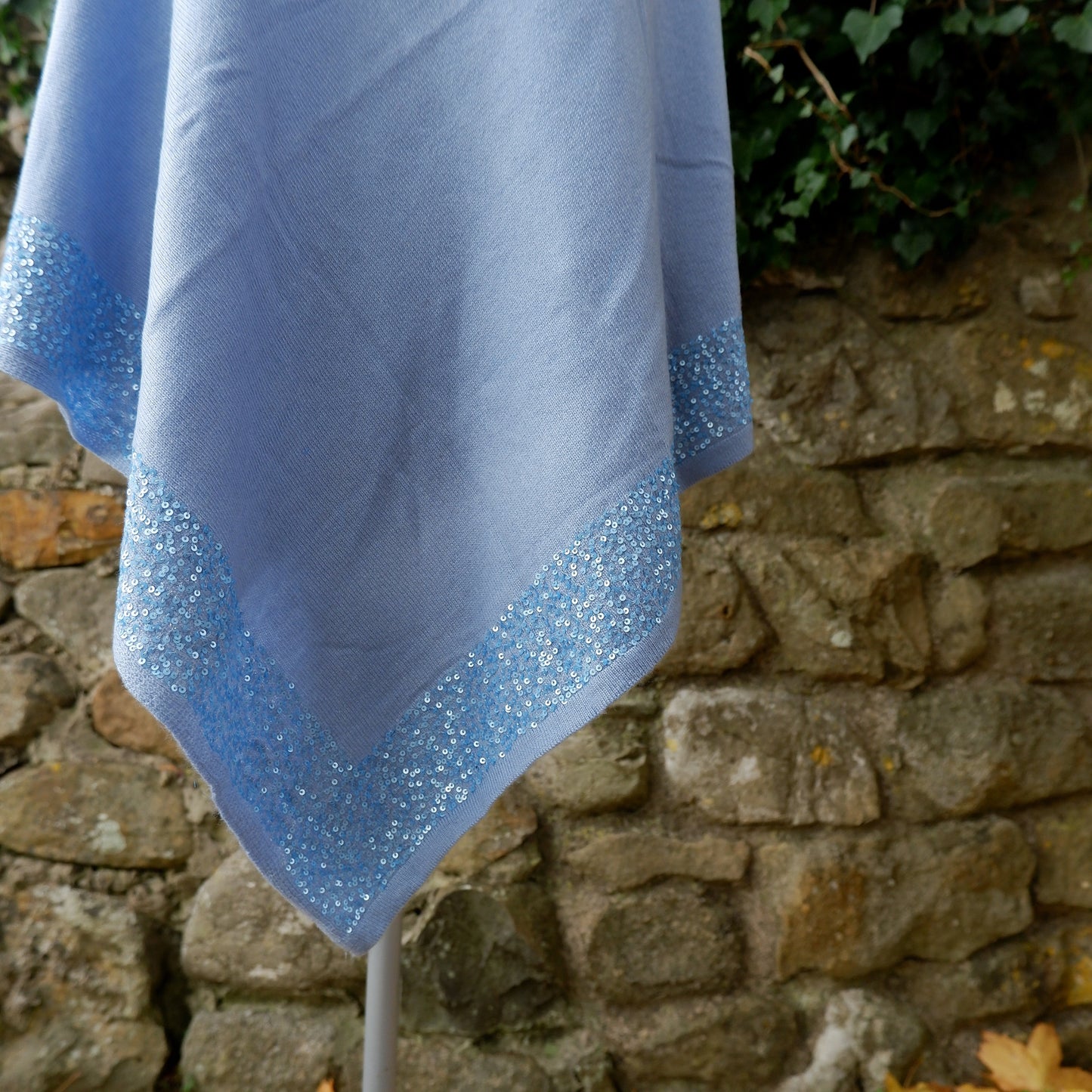 Cashmere Poncho - Sky Blue Sequin