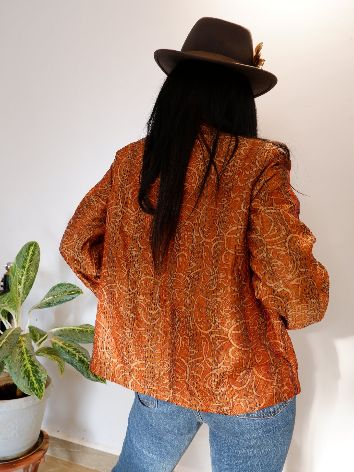 Kantha Jacket in Ruby and Fire