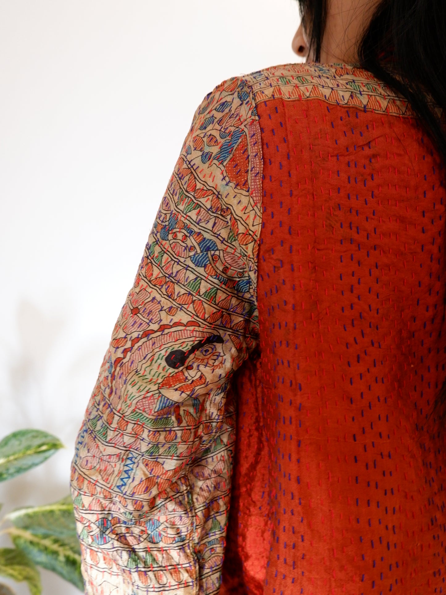 Kantha Jacket in Ruby and Fire