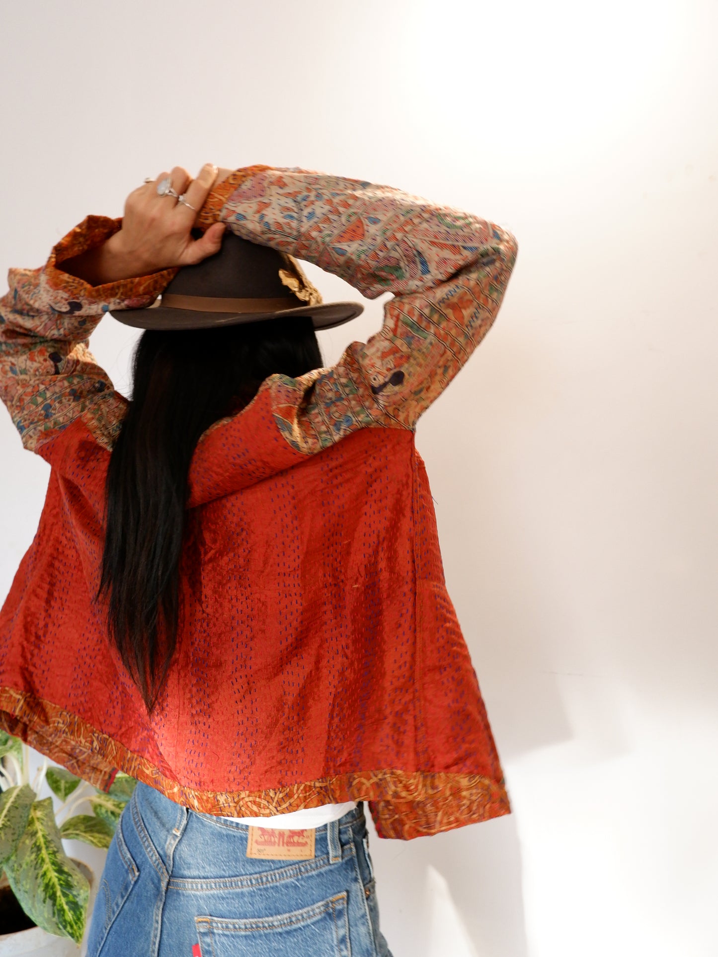Kantha Jacket in Ruby and Fire