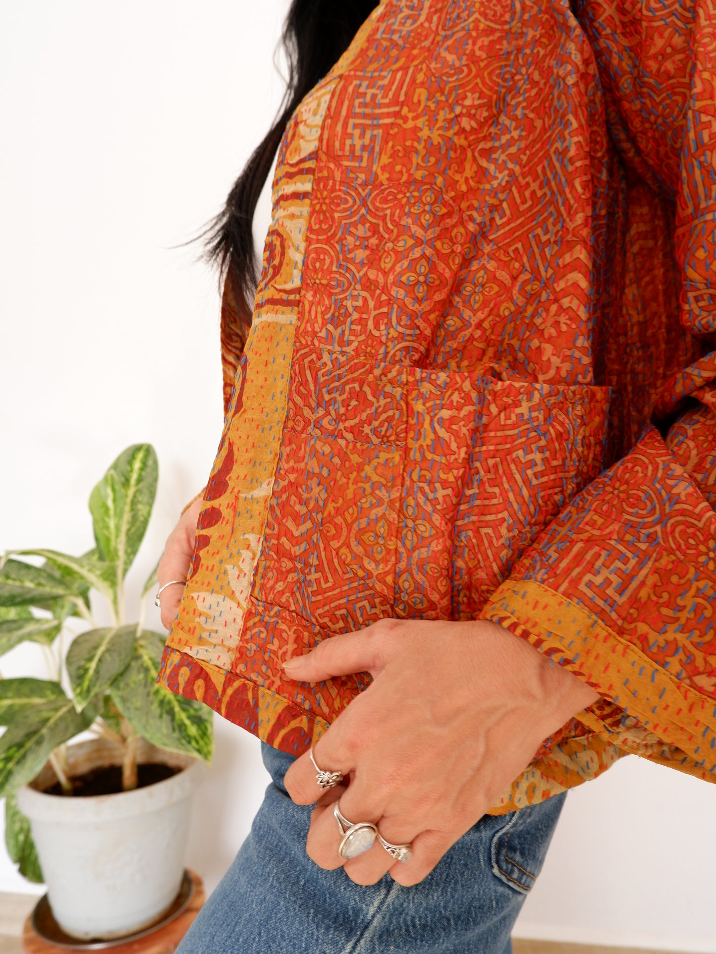 Kantha Jacket in Sunrise and Amber