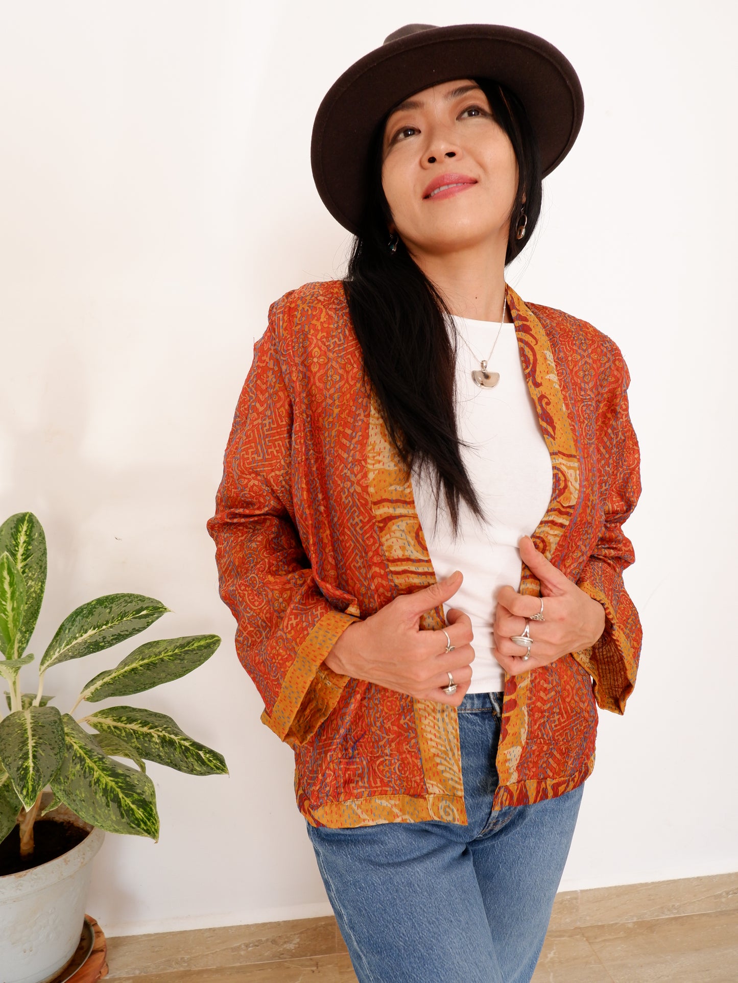 Kantha Jacket in Sunrise and Amber
