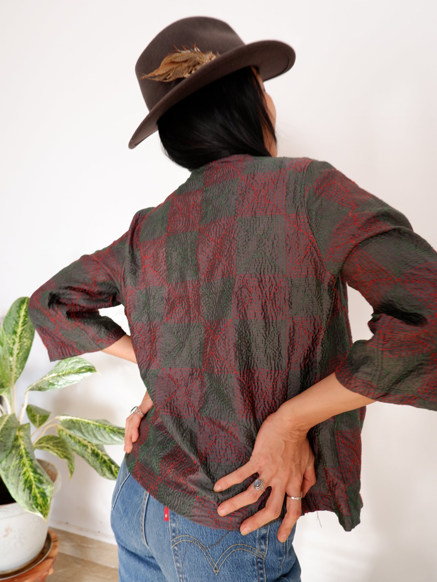 Kantha Jacket in Forest and Peonie