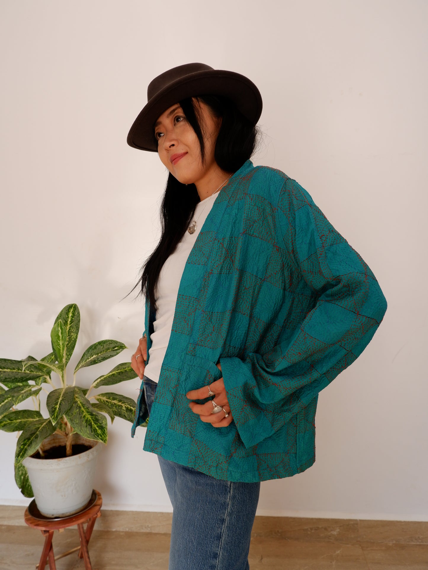 Kantha Jacket in Ocean and Sky