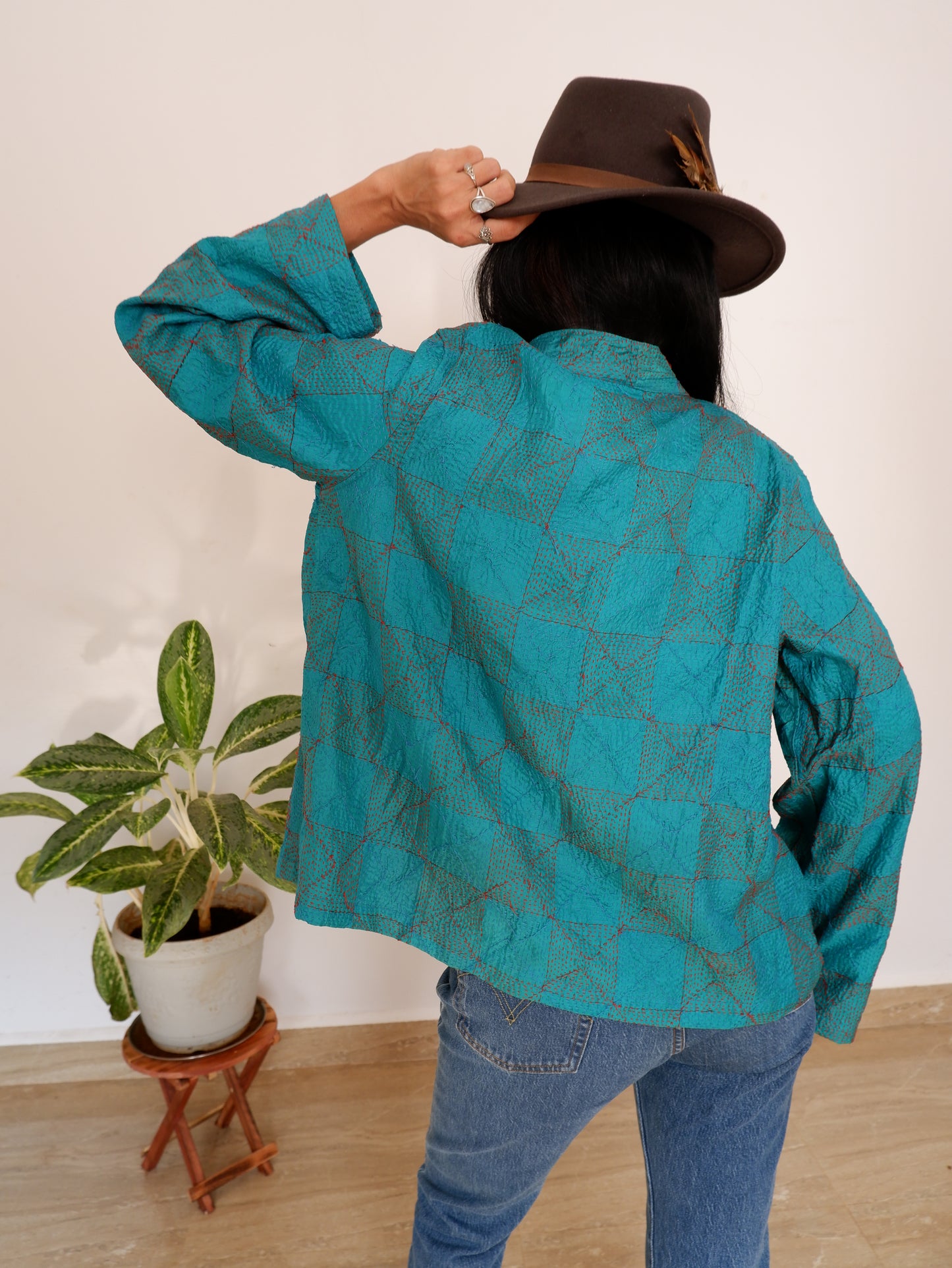 Kantha Jacket in Ocean and Sky