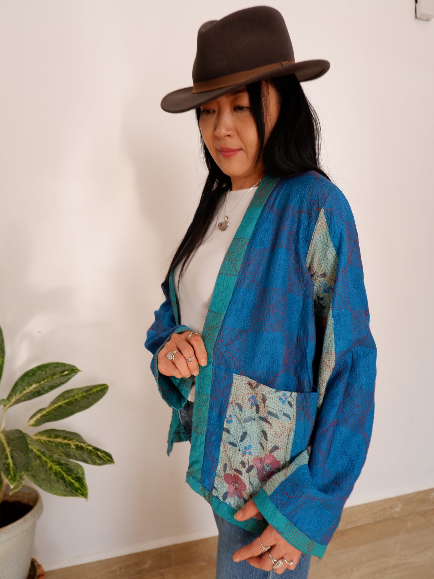 Kantha Jacket in Ocean and Sky