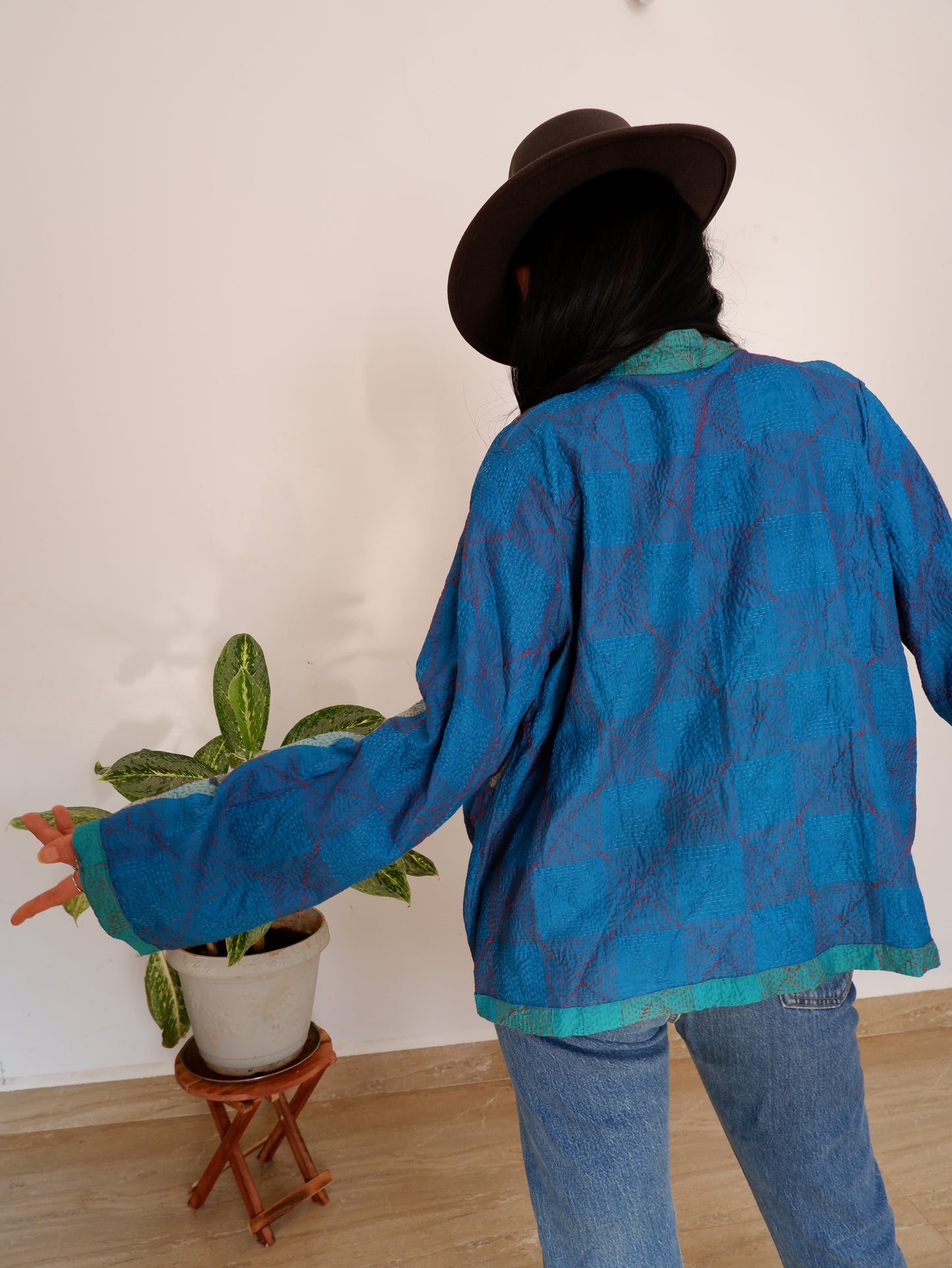 Kantha Jacket in Ocean and Sky