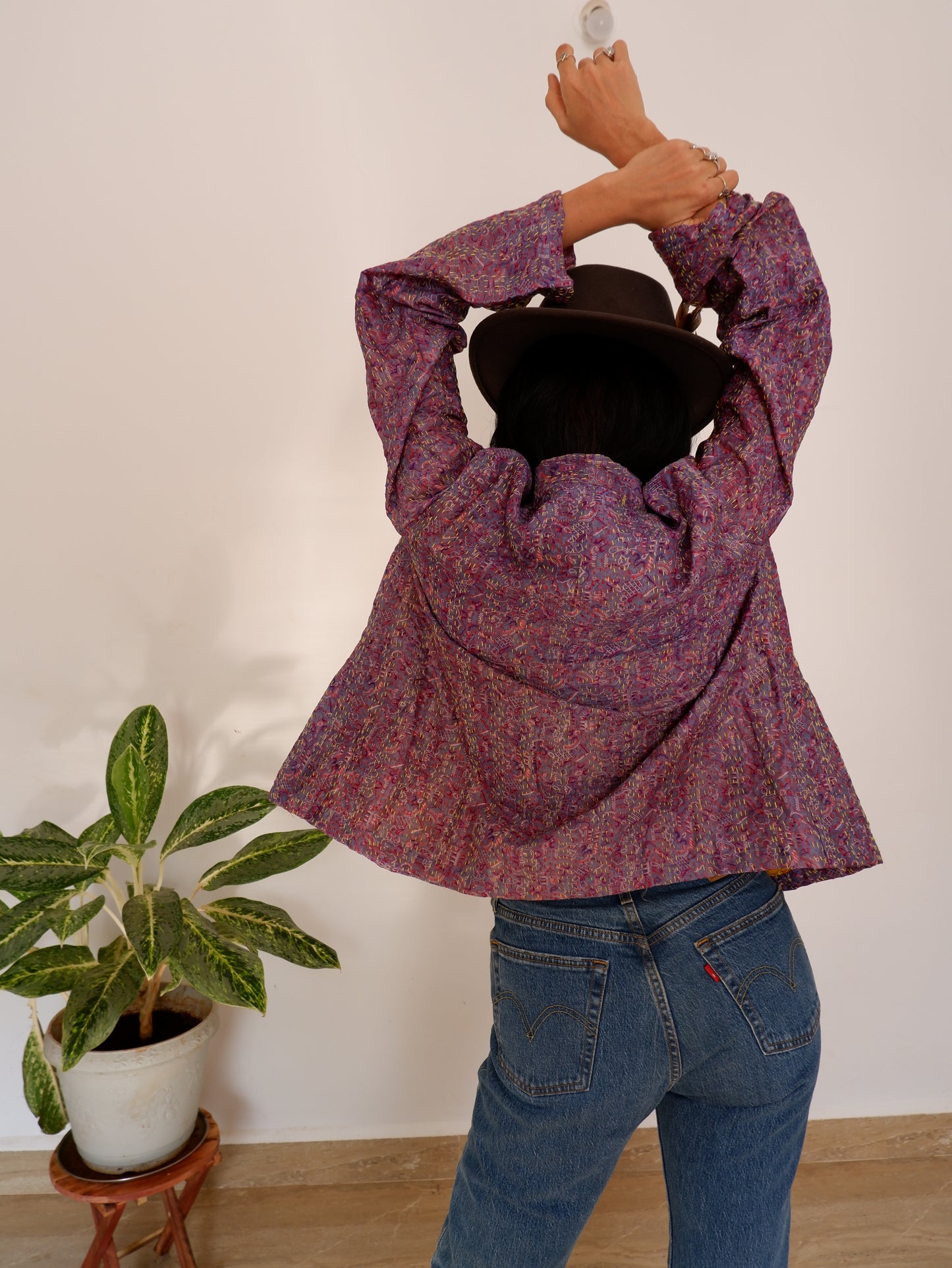 Kantha Jacket in Lavender and Sand