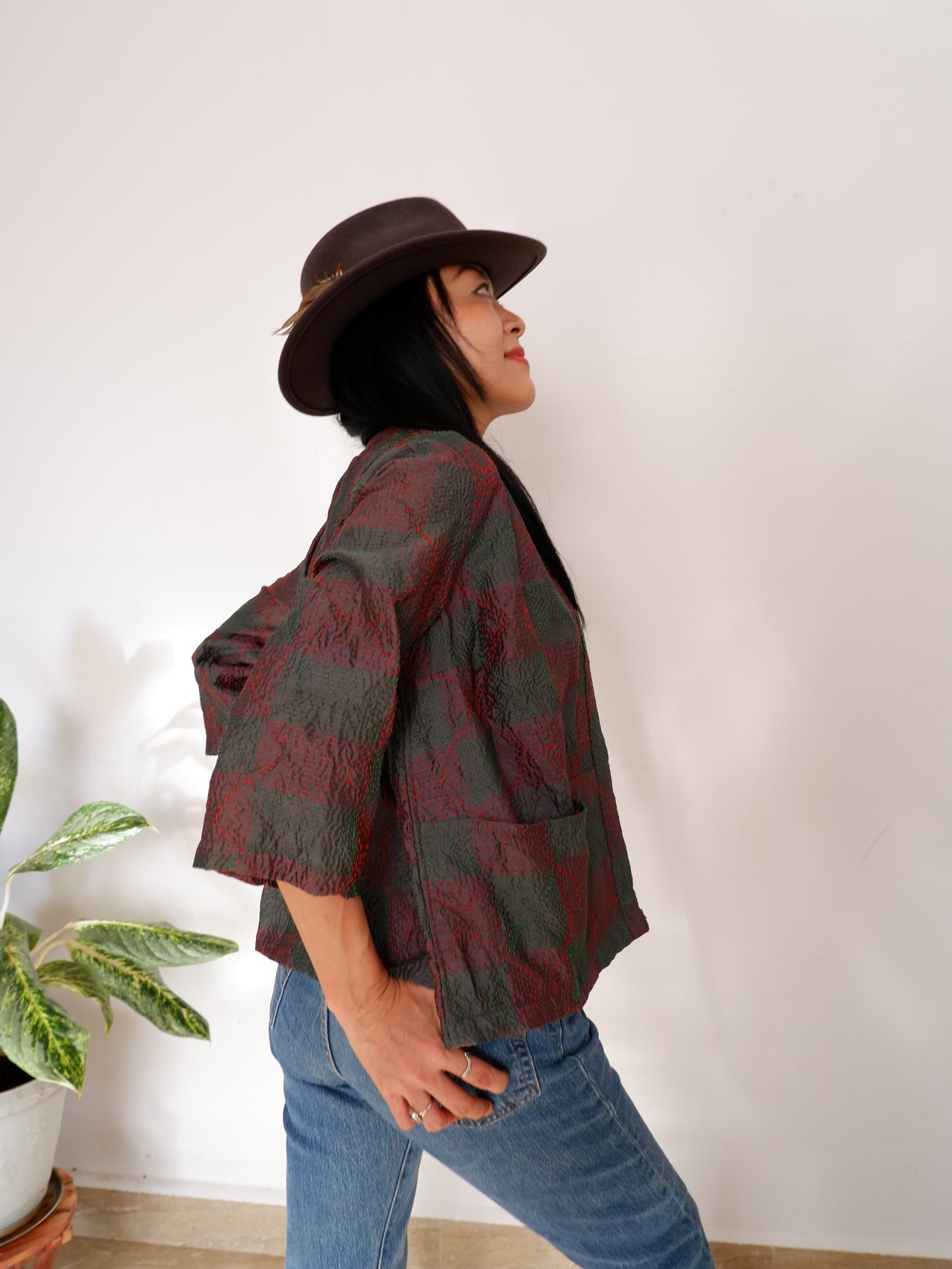Kantha Jacket in Forest and Peonie