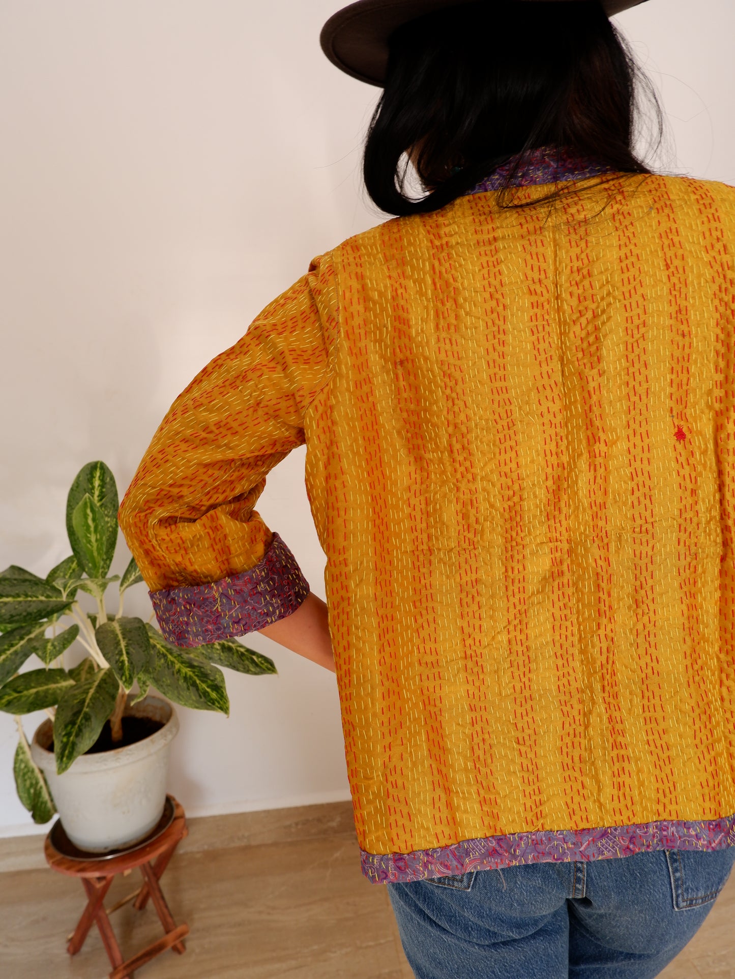 Kantha Jacket in Lavender and Sand