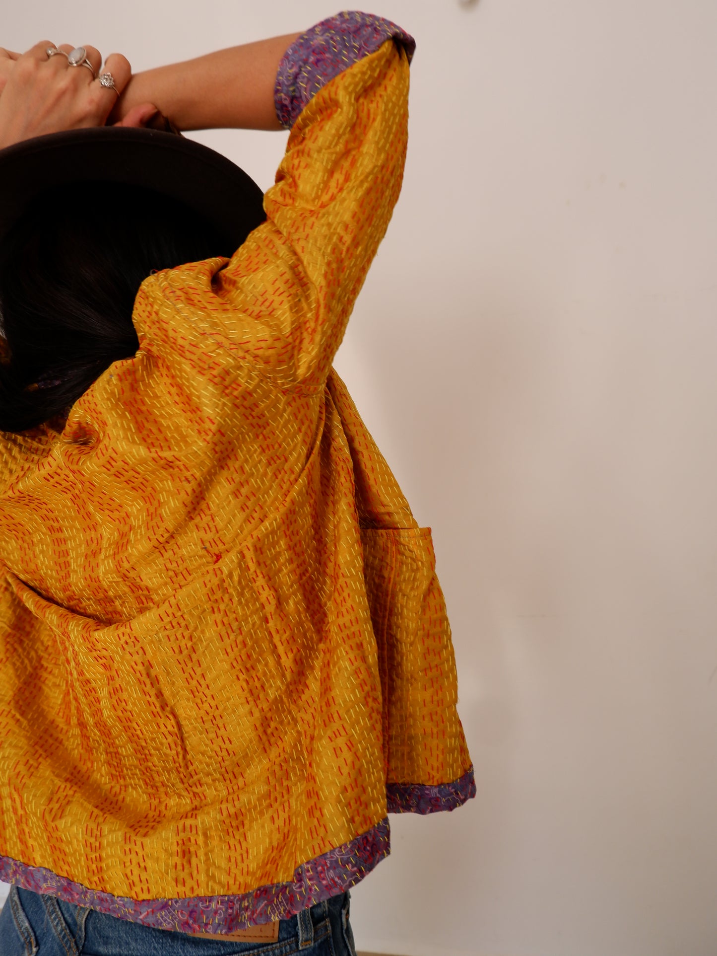 Kantha Jacket in Lavender and Sand