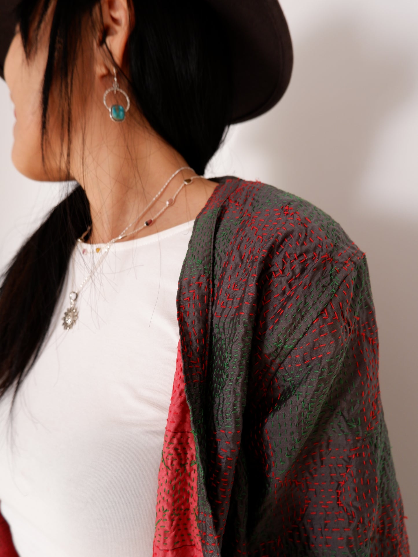 Kantha Jacket in Forest and Peonie