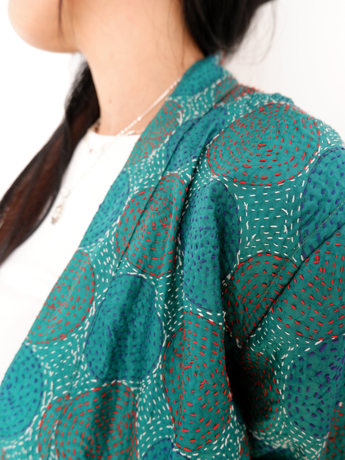 Kantha Jacket in Violet and Lagoon