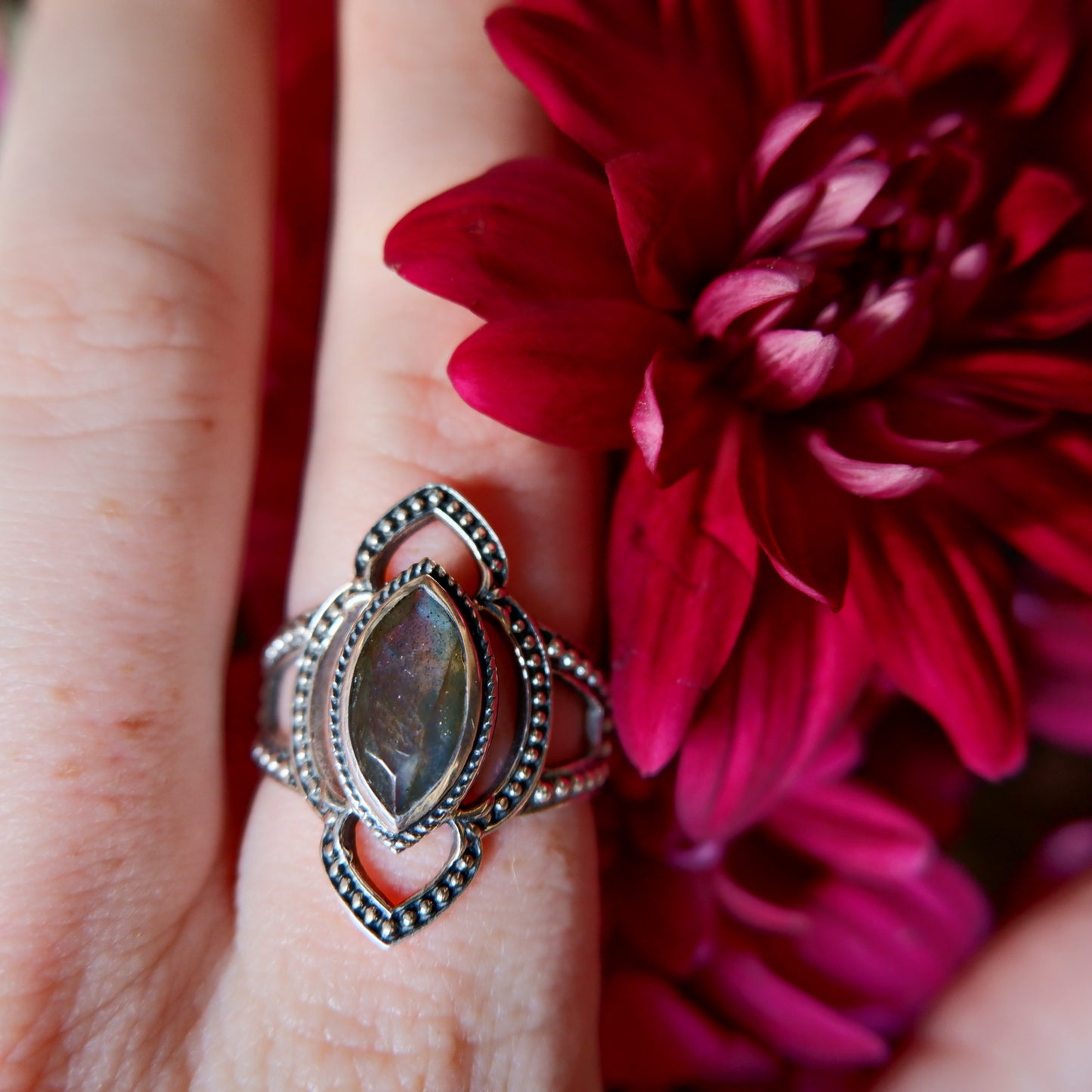 Labradorite Ornate Ring