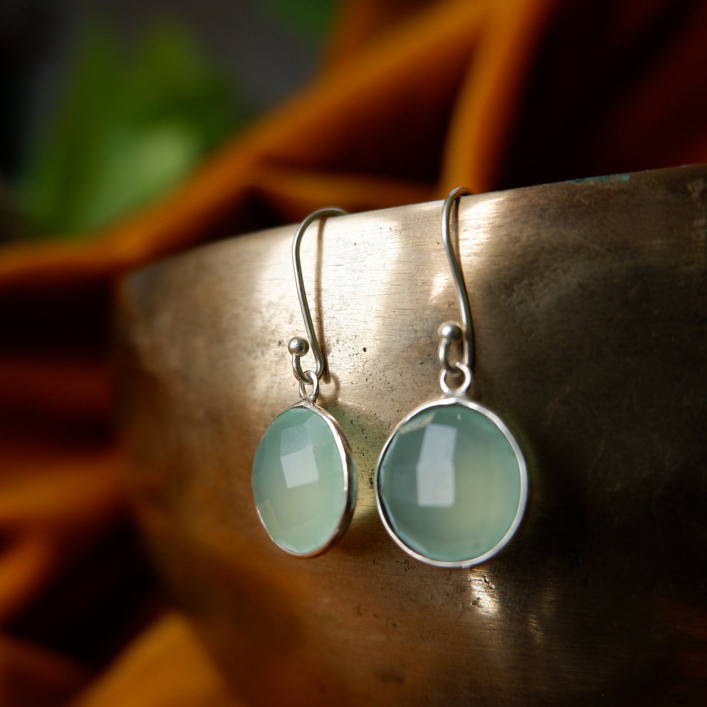 Aurora - Chalcedony Faceted Silver Drop Earrings