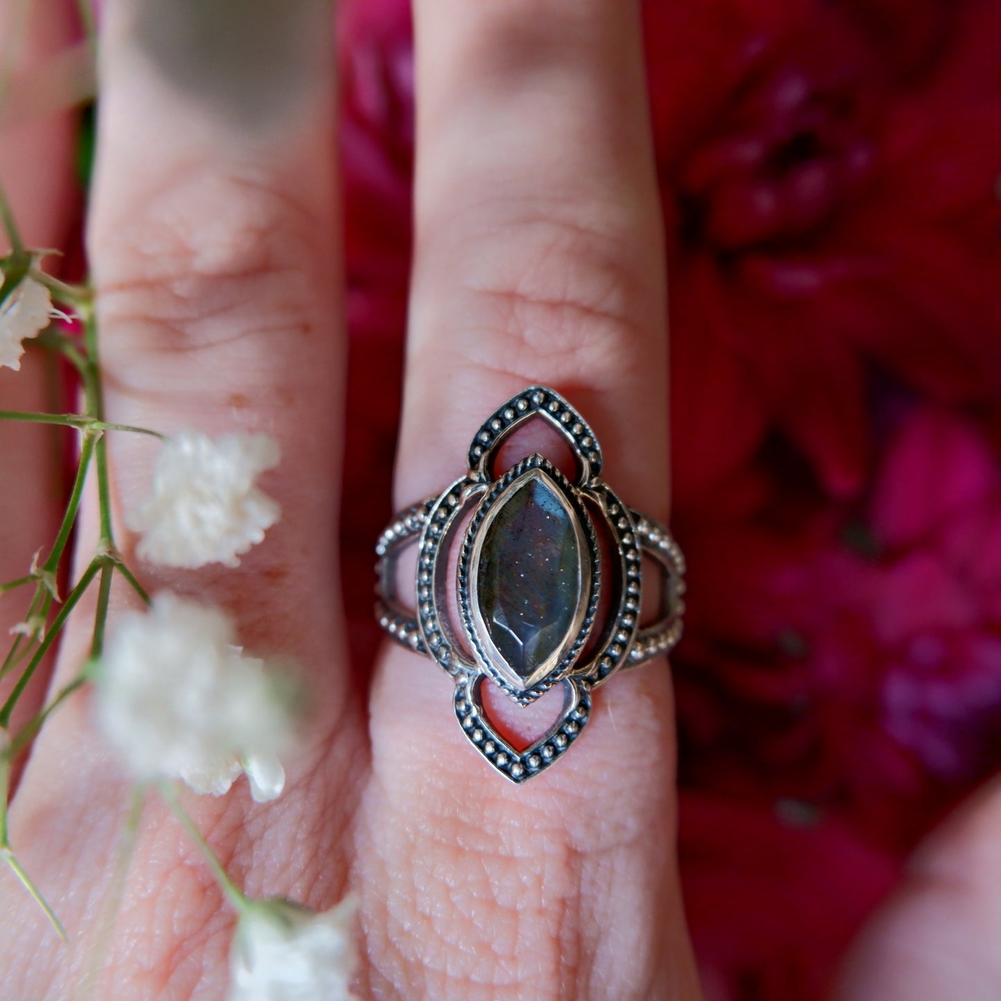 Labradorite Ornate Ring