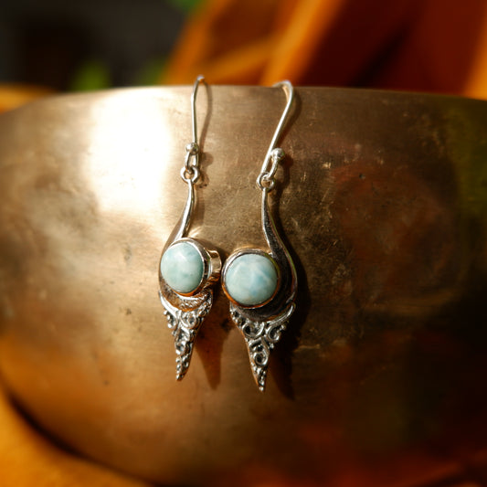 Emilia - Elegant Larimar Silver Drop Earrings