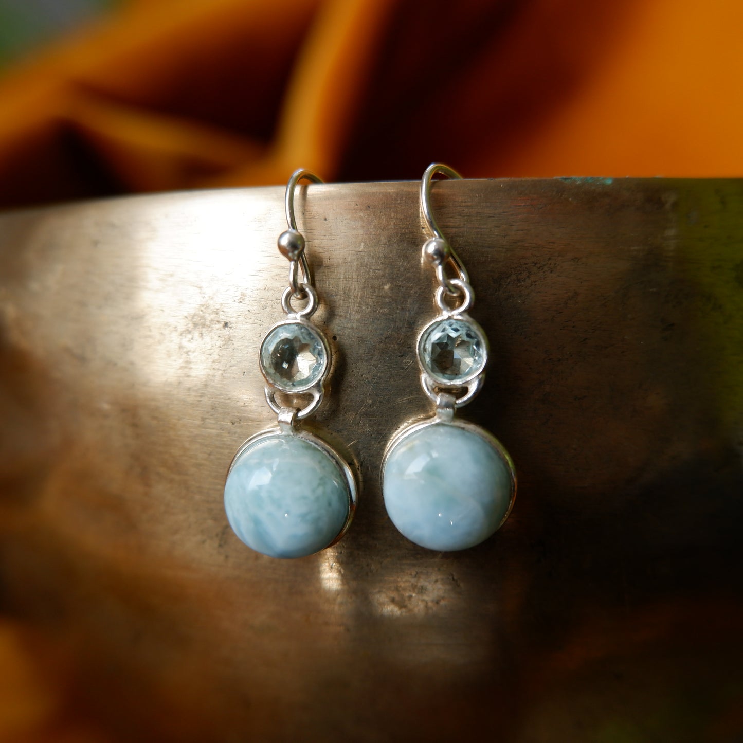 Lucia - Larimar Silver Drop Earrings