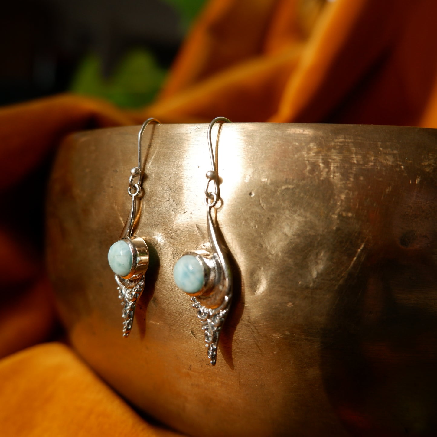 Emilia - Elegant Larimar Silver Drop Earrings