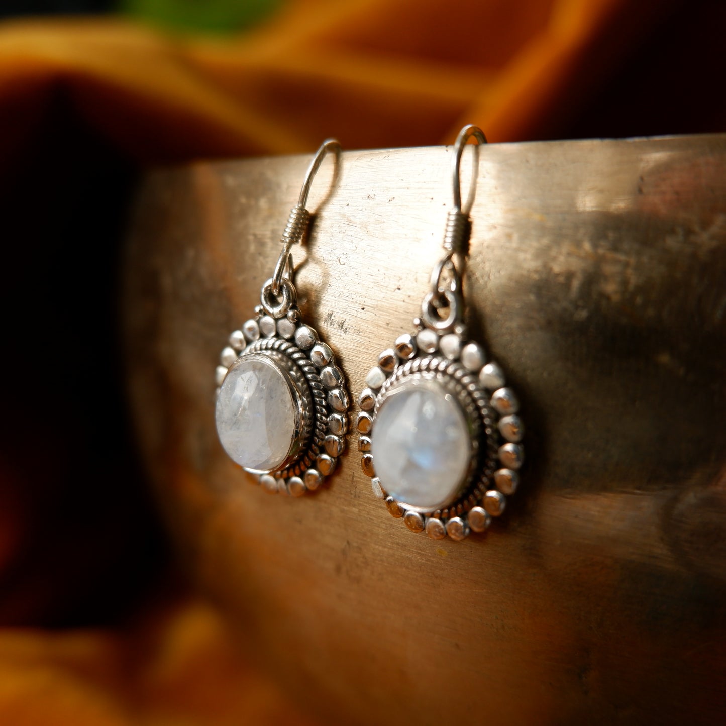 Marisol - Moonstone Silver Beaded drop Earrings