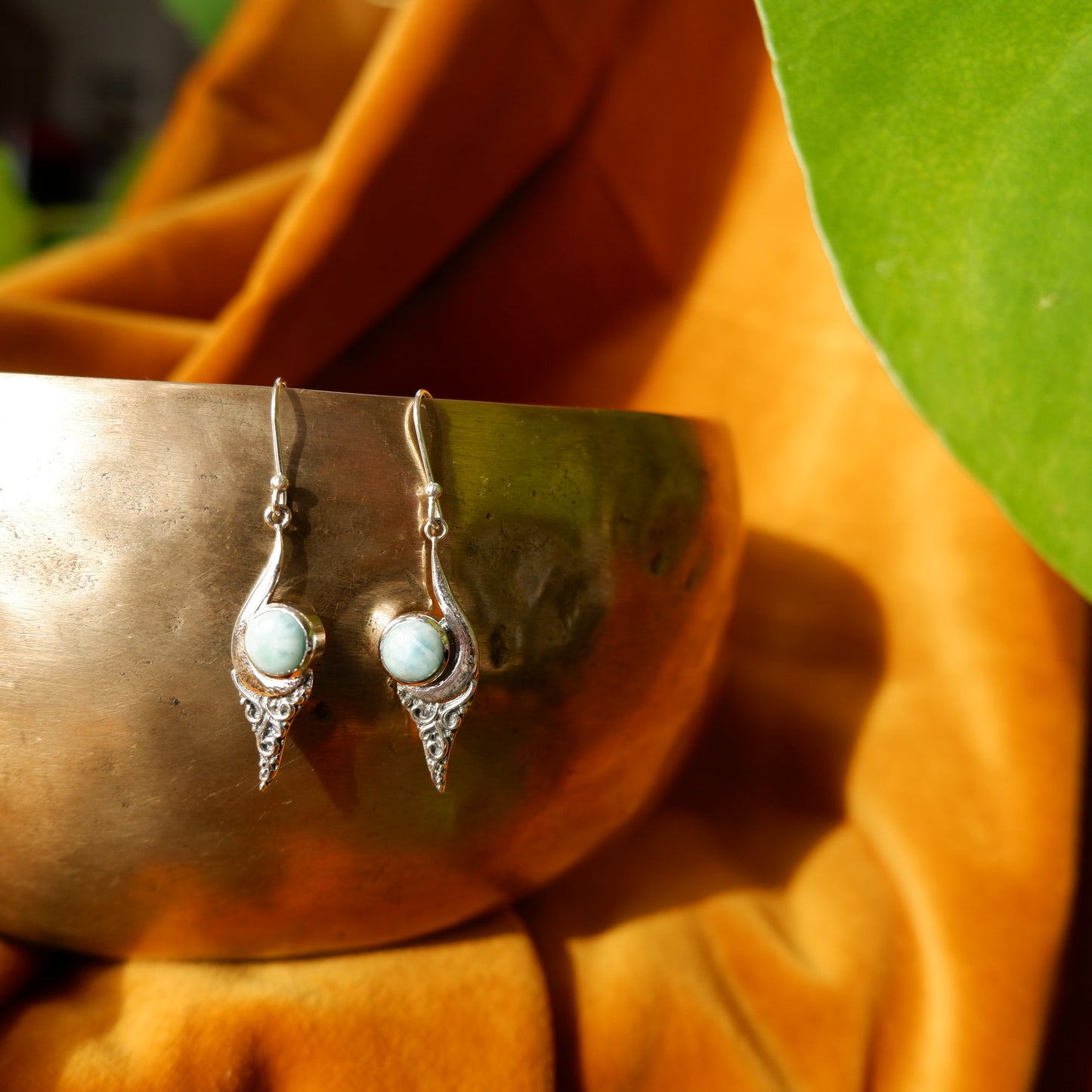 Emilia - Elegant Larimar Silver Drop Earrings