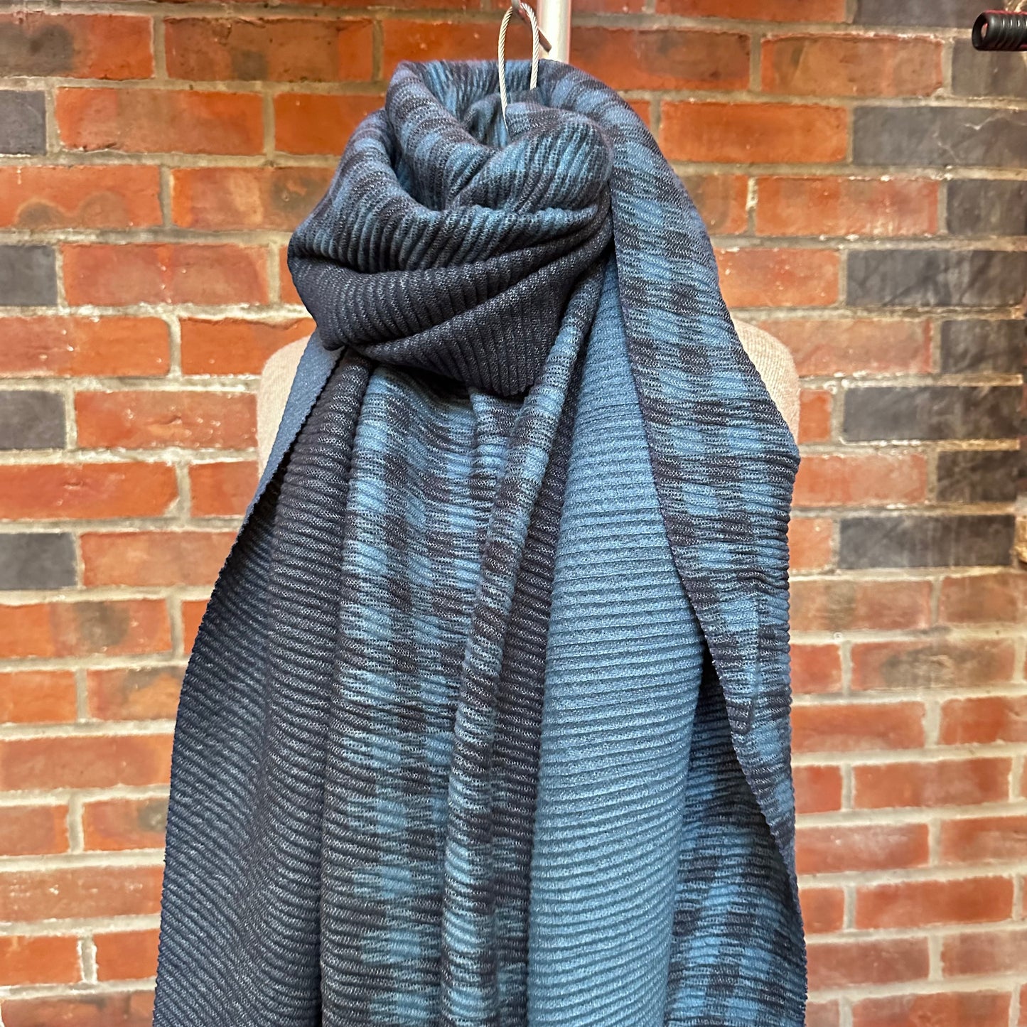 Lambswool Scarf - Crimped Blue & Grey