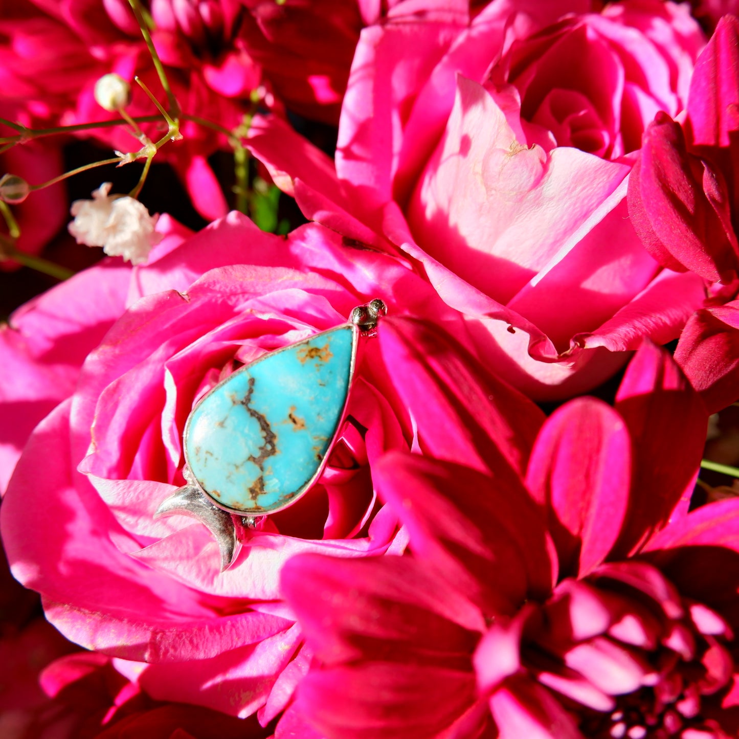 Deep Turquoise Moon Ring