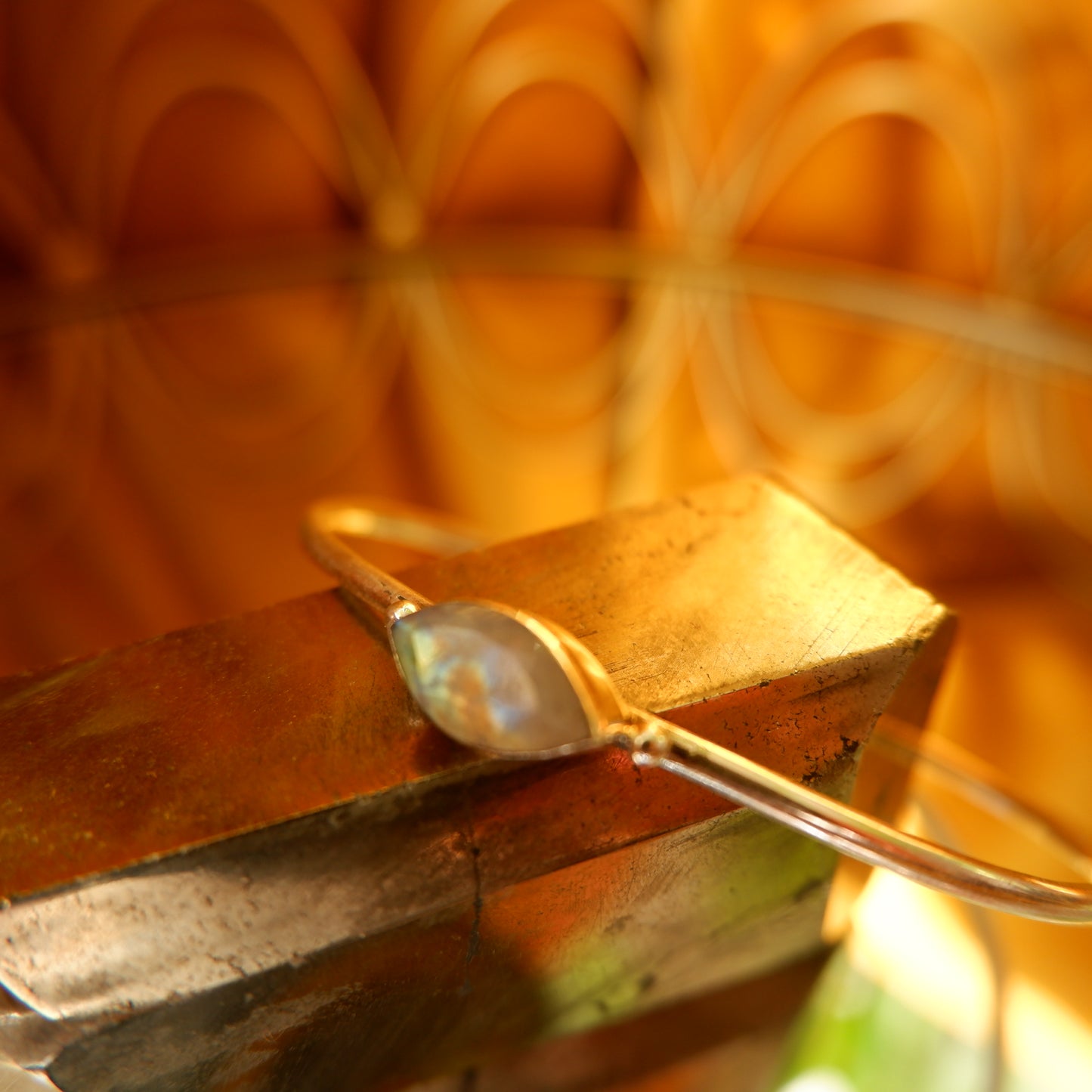 Sherry - Moonstone Silver Bangle