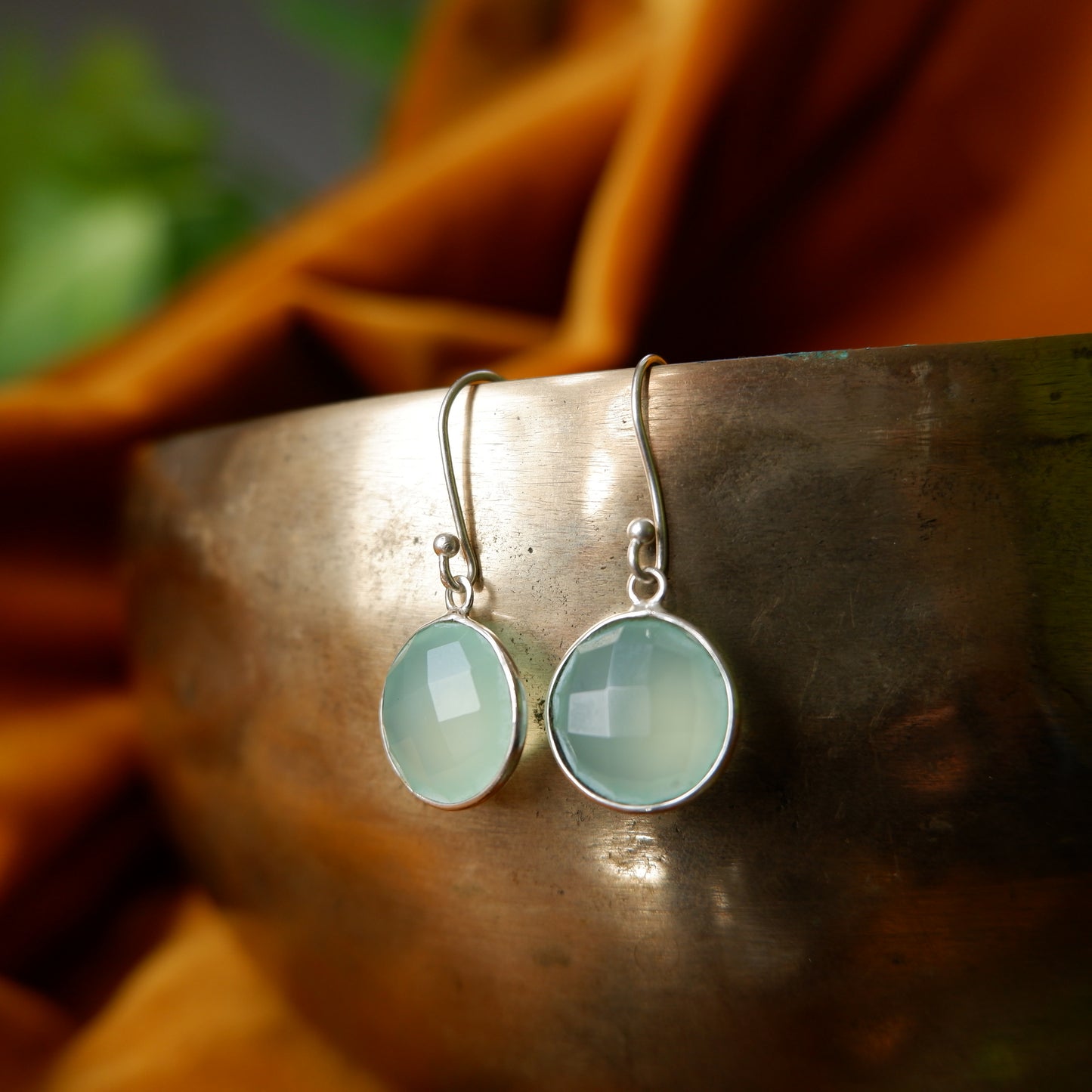 Aurora - Chalcedony Faceted Silver Drop Earrings