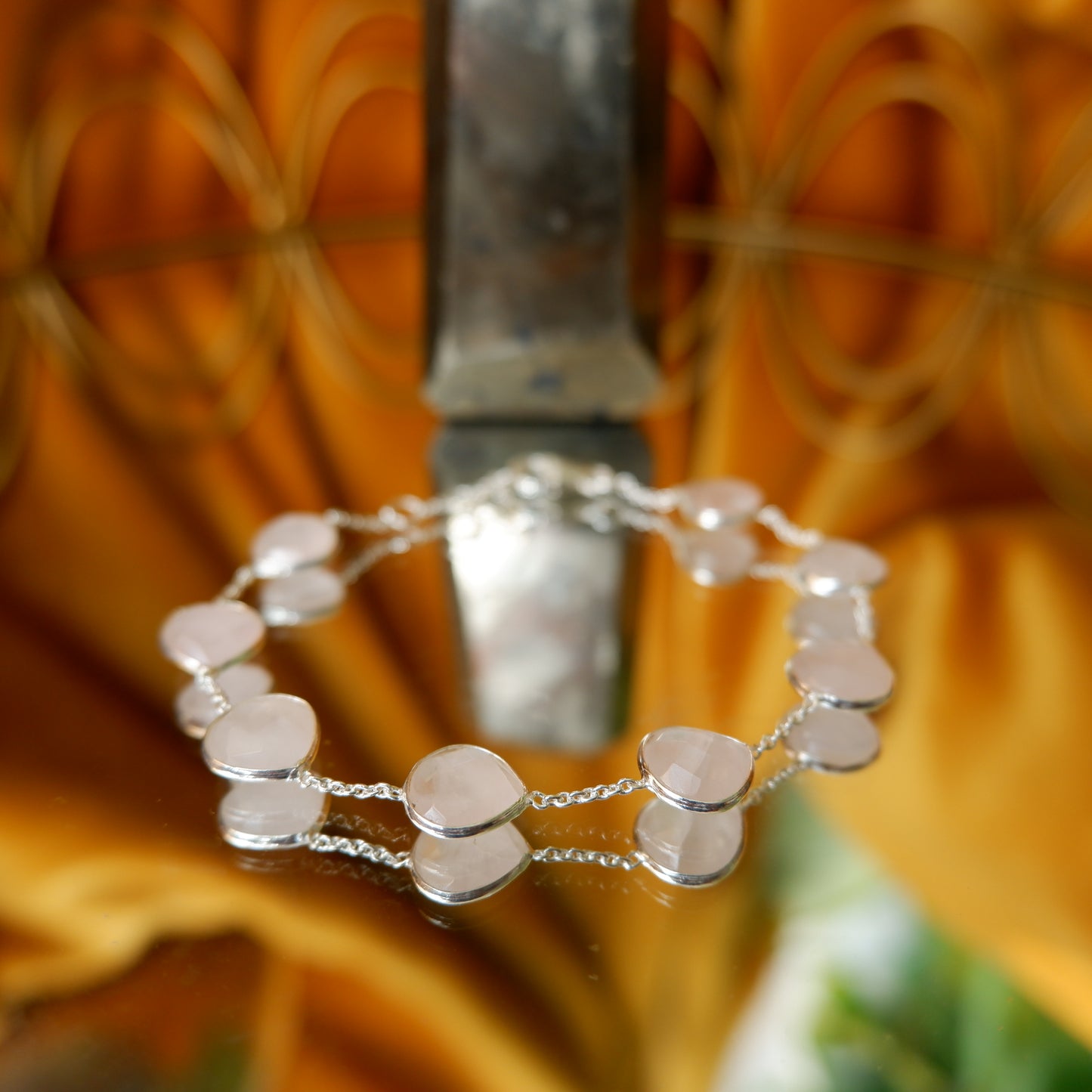 Katrina - Rose Quartz faceted Silver Drop Earrings - matching bracelet