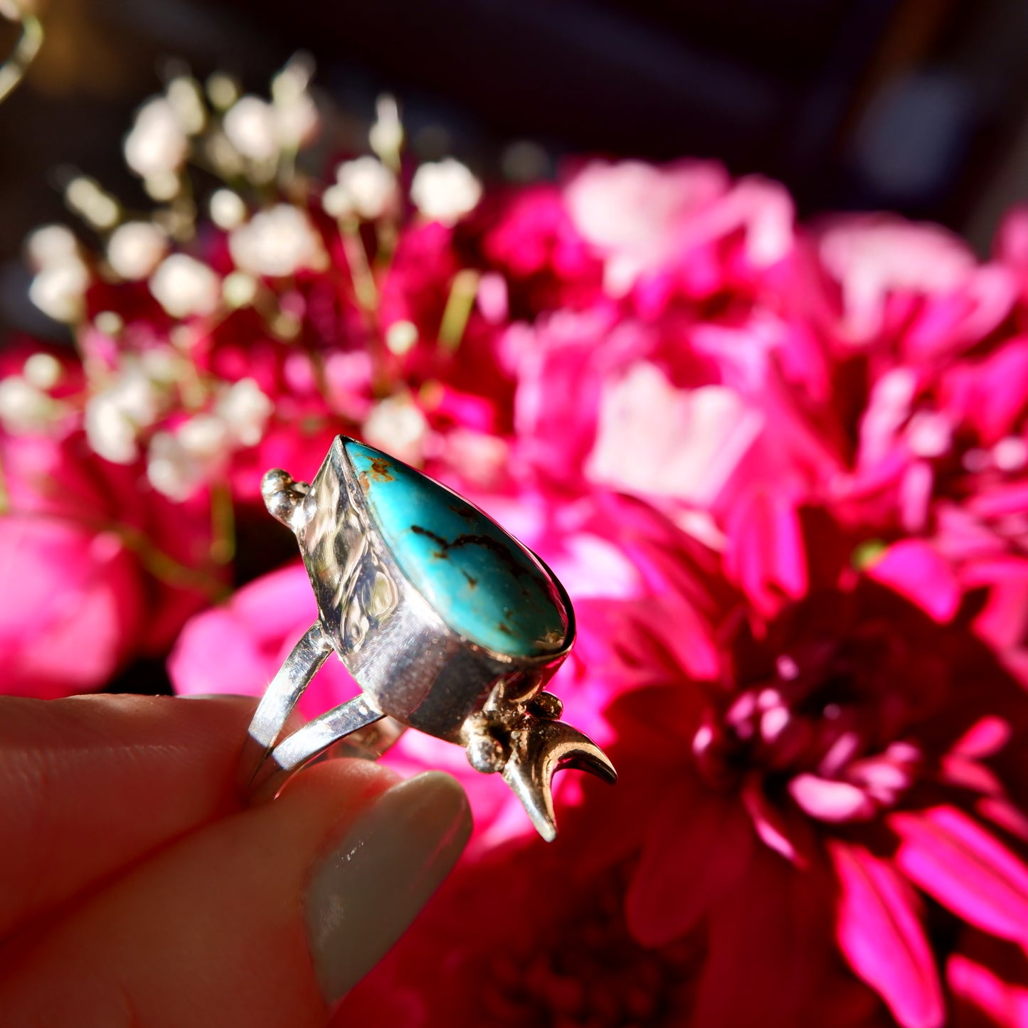 Deep Turquoise Moon Ring