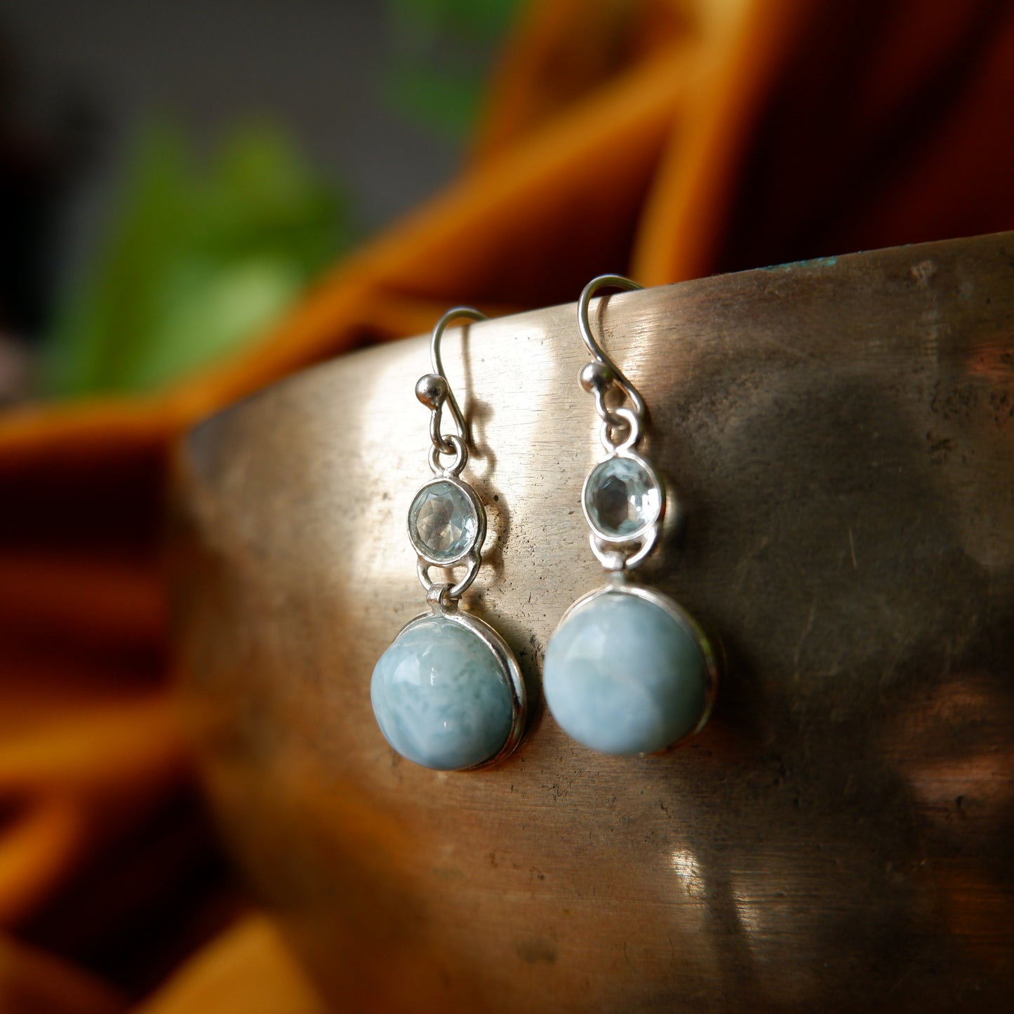 Lucia - Larimar Silver Drop Earrings