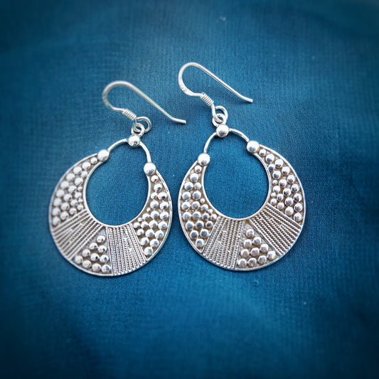 Silver Earrings - Polka Design