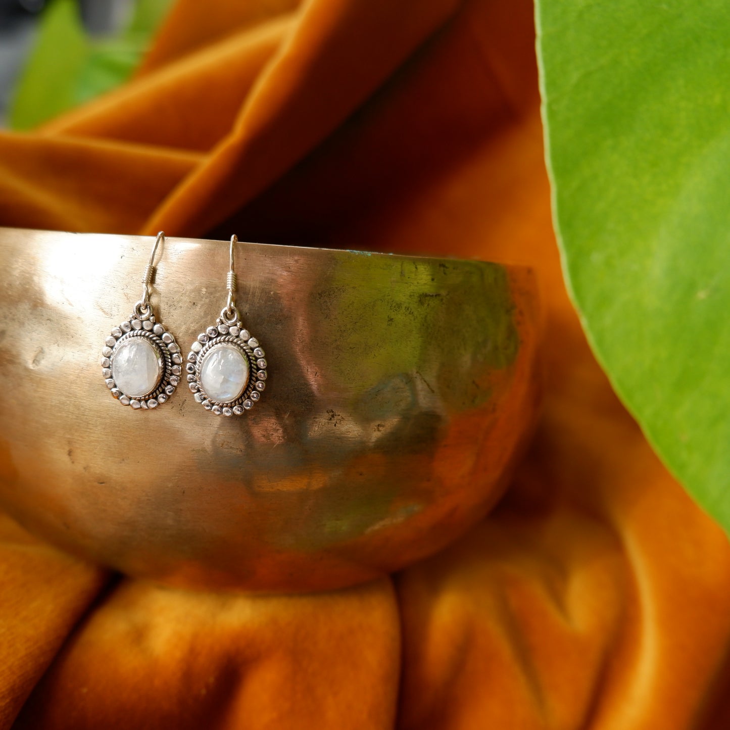 Marisol - Moonstone Silver Beaded drop Earrings