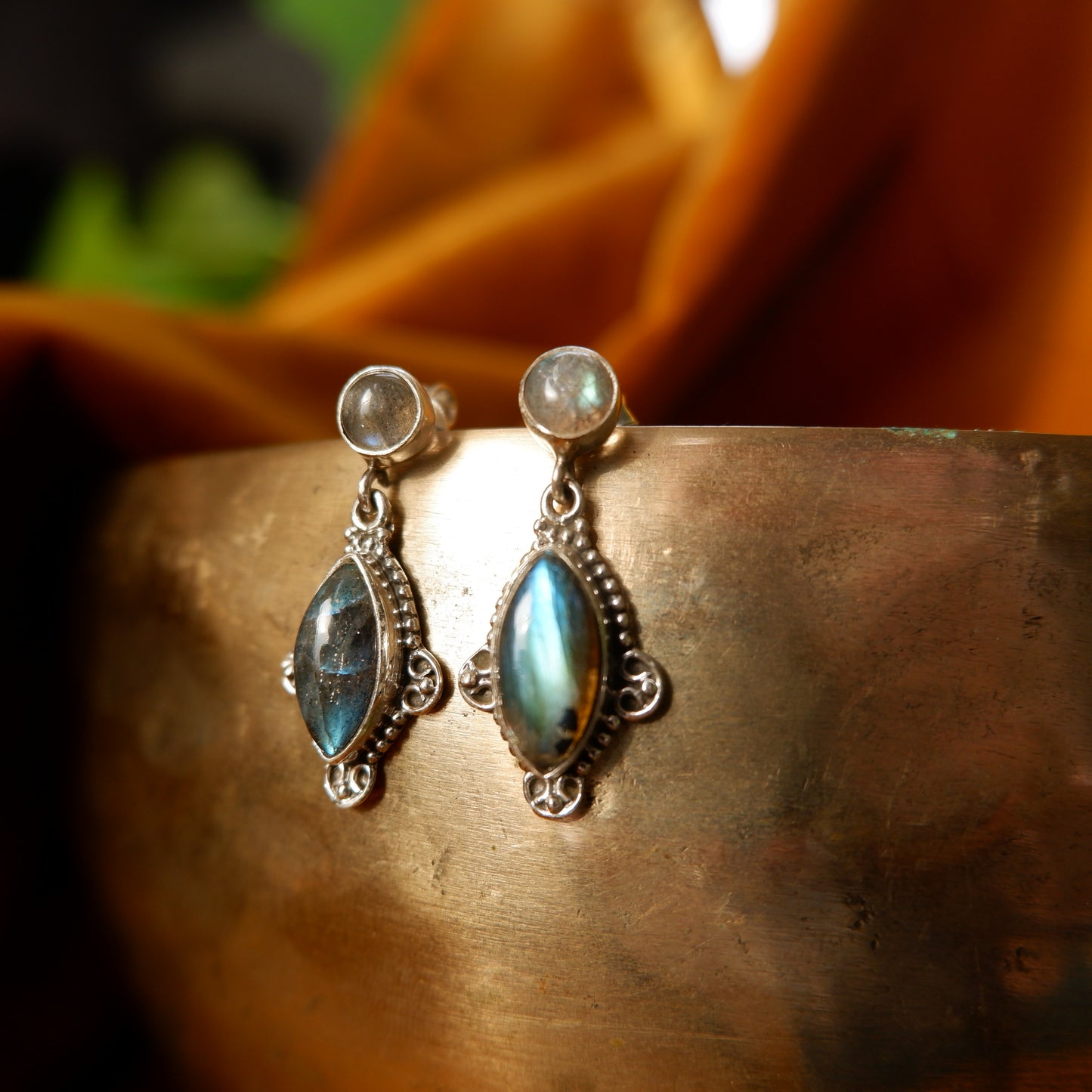 Isabella - Labradorite Ornate Earrings