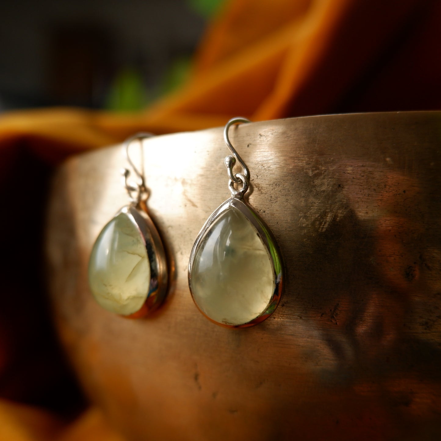 Esmeralda - Prehnite Silver Drop Earrings