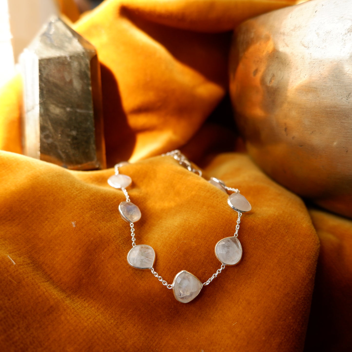 Jasmine - Moonstone faceted Silver Drop Earrings - matching bracelet